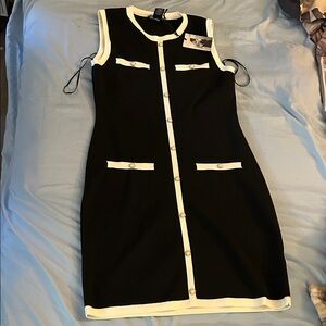 Sincerely Jules Black and White Button-Front Mini Dress